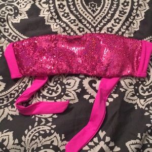 Hot pink sequin bandeau bikini top